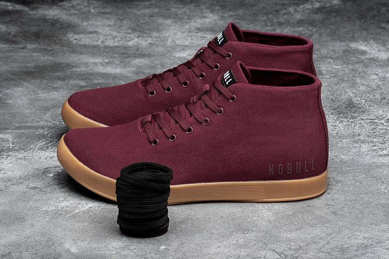 Nobull Cabernet Gum Canvas Mid Women's Trainers Dark / Red | USA U1967Z